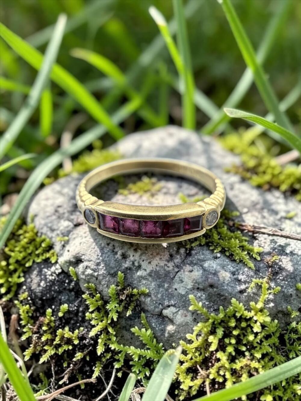 14k Gold Channel Set Ruby & Diamond Ring